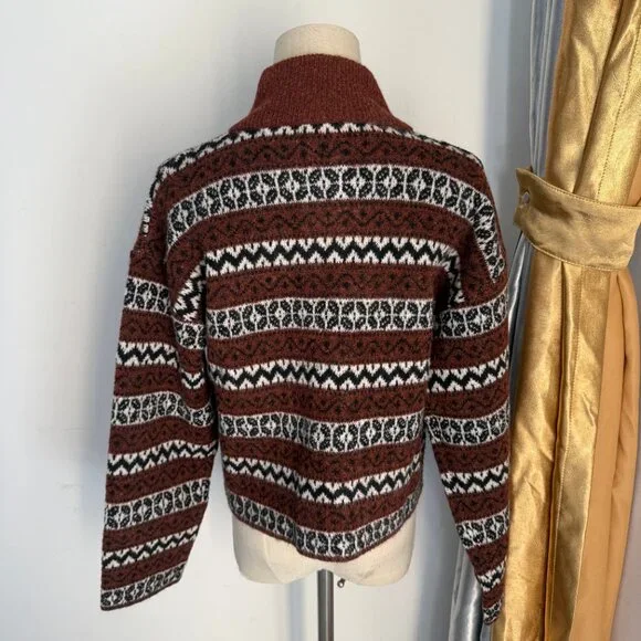 Sezane Thais jacket sweater mohair brown jacquard - Picture 4 of 11